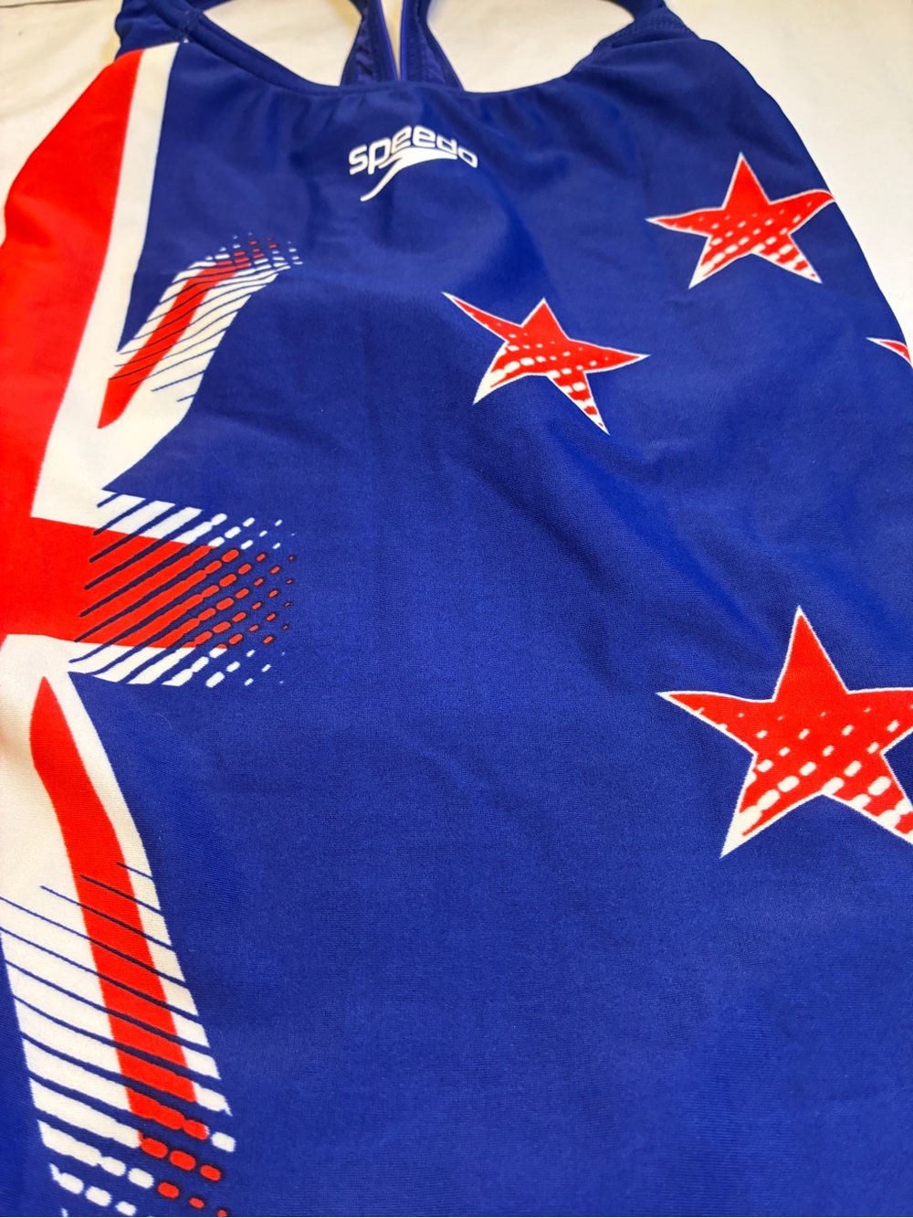 Speedo Girls Swim Suit New Zealand flag tags cut see measurements - Picture 8 of 8